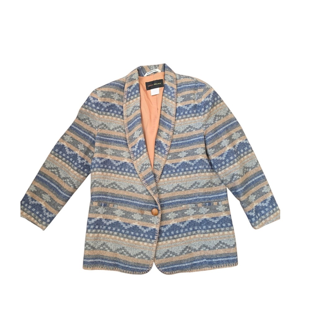 Harris/Wallace VTG Heritage Aztec South Western Wool Jacket Blazer sz M READ